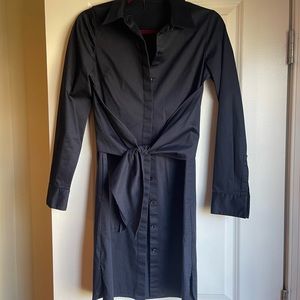 Elie Tahari. Blue shirt dress with flattering tie front